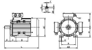 Forma costruttiva B3 in alluminio con piedi smontabili