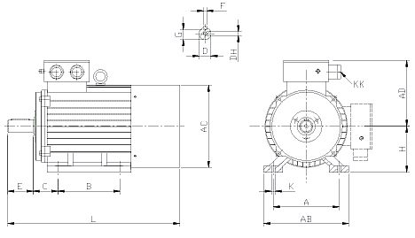 Forma costruttiva B3 in ghisa con piedi