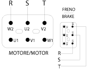 Motore trifase 2 velocità singolo avvolgimento freno trifase collegamento velocità bassa